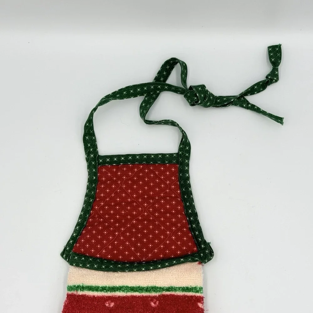 VTG Christmas Hanging Kitchen‎ Towel Quilted Top Embroidered Sleigh Decor A